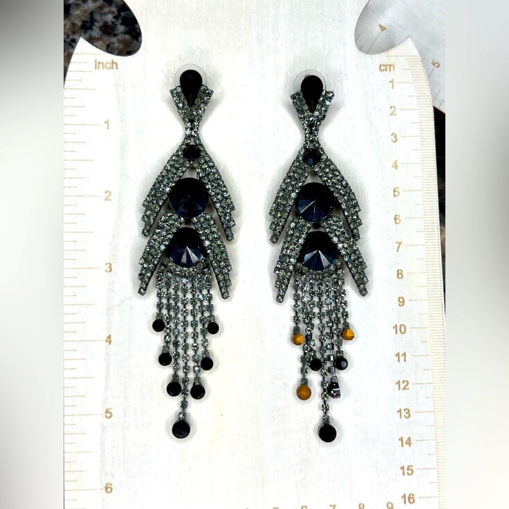 Elegant Black and Silver Dangle Earrings
